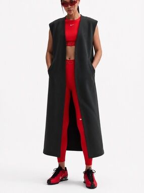 Nike Tech Fleece Oversized Sleeveless Duster Cardigan Coat Black Large IF0266010